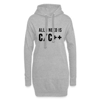 All I need is C/C++ - Hoodie-Kleid - Grau meliert - Vorne