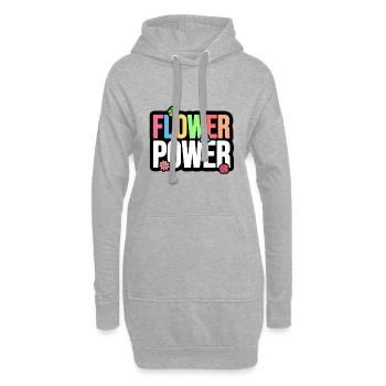 Flower Power - Blumen Power - Hoodie-Kleid - Grau meliert - Vorne