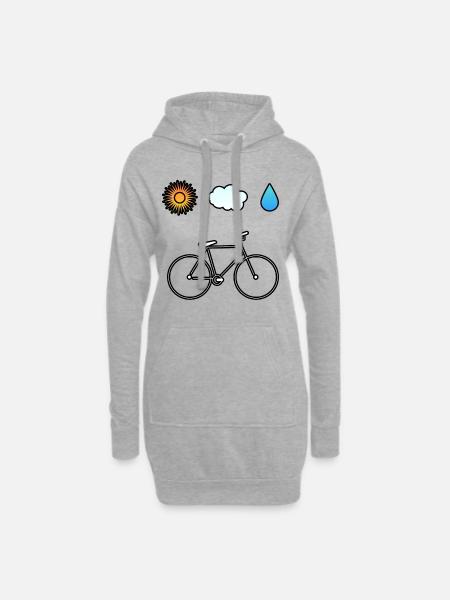 Fahrrad Design, Rad und Sport. Bike Love - Hoodie-Kleid - Grau meliert