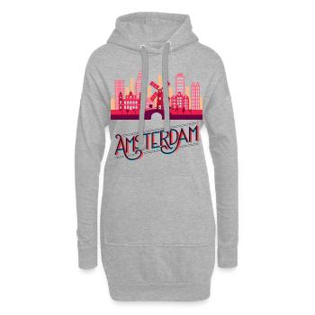 Amsterdam Pays-Bas Netherlands Holland Skyline - Sweat-shirt à capuche long Femme - gris chiné - Devant