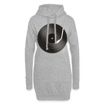 Disque musique Platine - Sweat-shirt à capuche long Femme - gris chiné - Devant