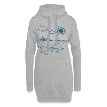 Whale, Humpback whale, Minimal art, Mammal - Hoodie-Kleid - Grau meliert - Vorne