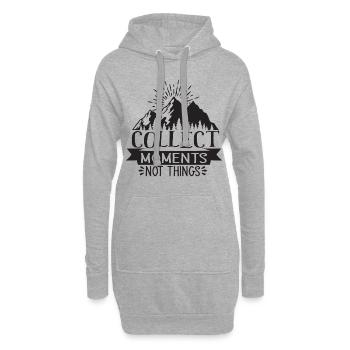 Sammle Momente, Nicht Dinge - Hoodie-Kleid - Grau meliert - Vorne