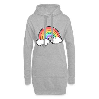 Arc-en-ciel avec nuages - Sweat-shirt à capuche long Femme - gris chiné - Devant