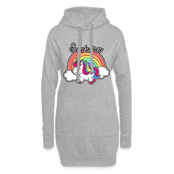 Einhorn mit Regenbogen - Hoodie-Kleid - Grau meliert - Vorne