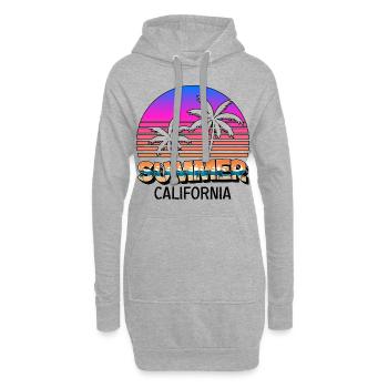 Sommer Sonne Palmen Strand Meer Summer California - Hoodie-Kleid - Grau meliert - Vorne
