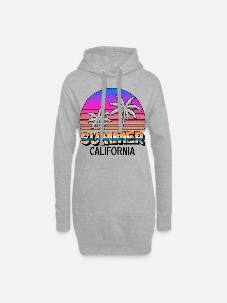 Sommer Sonne Palmen Strand Meer Summer California - Hoodie-Kleid - Grau meliert
