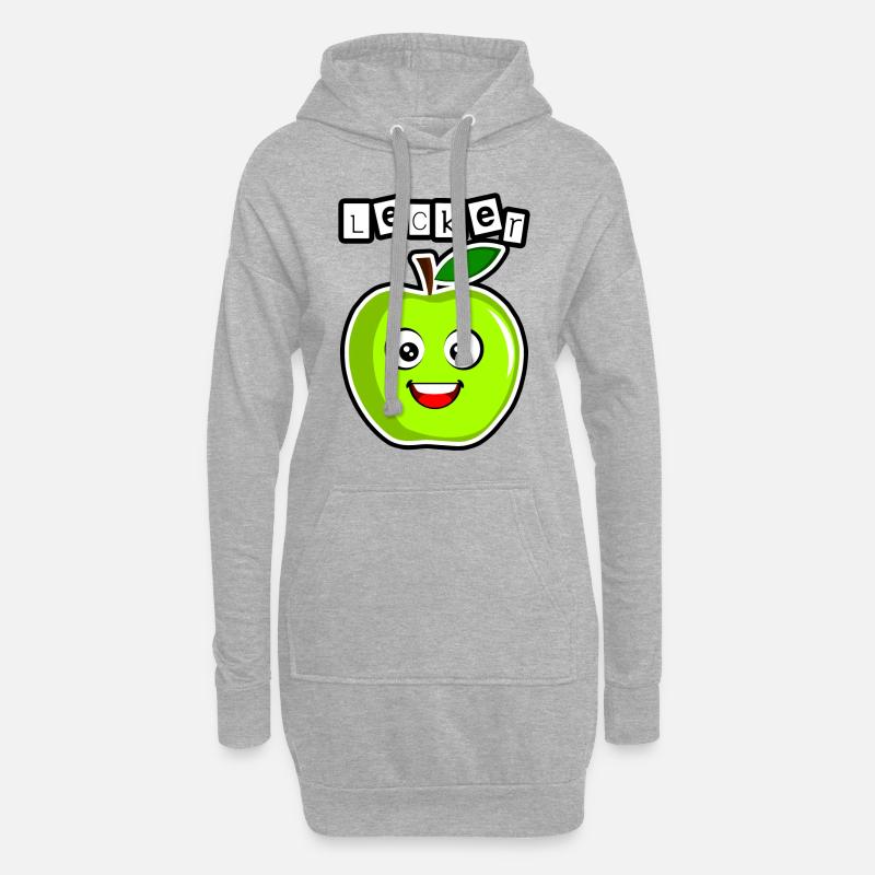 Lecker grüner Apfel - Hoodie-Kleid - Grau meliert