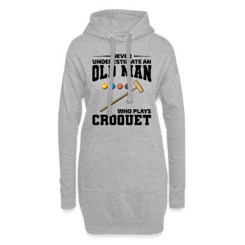 Croquet Player Dad Papa Grandpa Fathers day Funny - Hoodie Dress - heather grey - Front