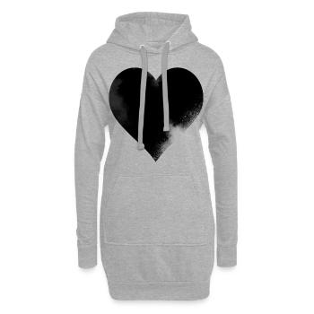 Jeu de cartes - le cœur - Sweat-shirt à capuche long Femme - gris chiné - Devant