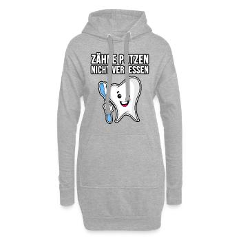 Zähne putzen nicht vergessen - Hoodie-Kleid - Grau meliert - Vorne
