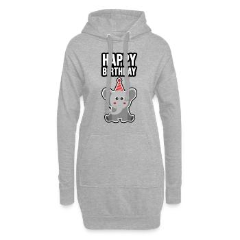 Anniversaire Éléphant - Sweat-shirt à capuche long Femme - gris chiné - Devant