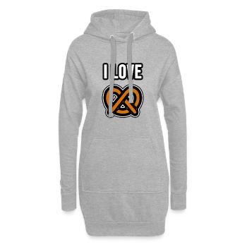 Ich liebe Brezel - Hoodie-Kleid - Grau meliert - Vorne