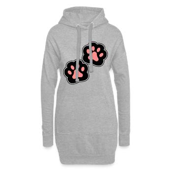 Pfoten Katze Hund - Hoodie-Kleid - Grau meliert - Vorne