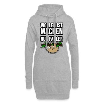Wollen ist machen nur fauler Faultier - Hoodie-Kleid - Grau meliert - Vorne