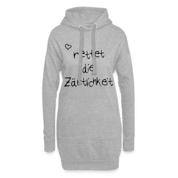 Rettet die Zärtlichkeit - Weltfrieden Achtsamkeit - Hoodie-Kleid - Grau meliert - Vorne
