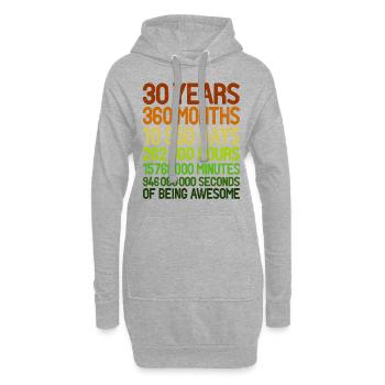 30. Geburtstag - Hoodie-Kleid - Grau meliert - Vorne
