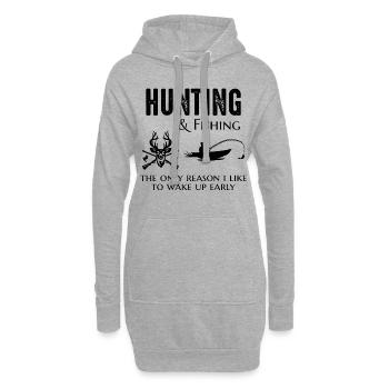 Chasse Pêche Chasseurs Pêcheurs Outdoor Drôle - Sweat-shirt à capuche long Femme - gris chiné - Devant