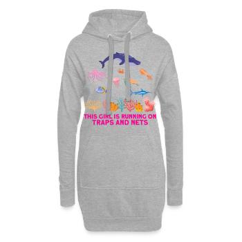 Girl Net Boat Marine Biologist Biology Ocean - Hoodie Dress - heather grey - Front