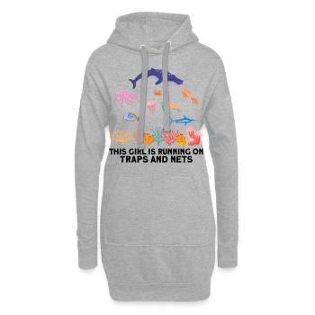 Girl Net Boat Biologiste marin Biologie Océan - Sweat-shirt à capuche long Femme - gris chiné - Devant