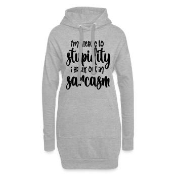 Je suis allergique à la bêtise j’éclate dans le sarcasme - Sweat-shirt à capuche long Femme - gris chiné - Devant