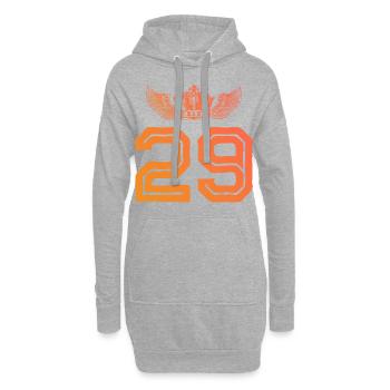29 Zahl Krone - Hoodie-Kleid - Grau meliert - Vorne