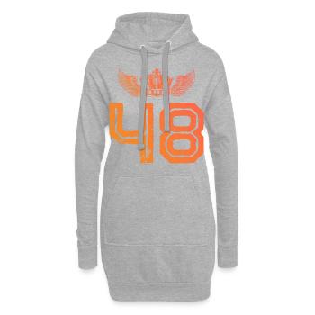 48 Zahl Krone - Hoodie-Kleid - Grau meliert - Vorne