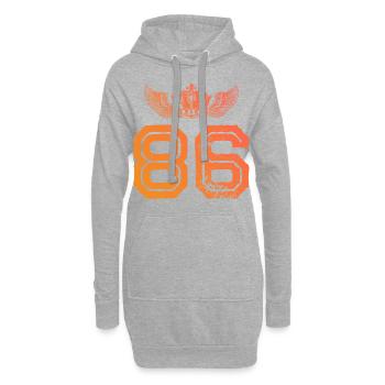 86 Zahl Krone - Hoodie-Kleid - Grau meliert - Vorne