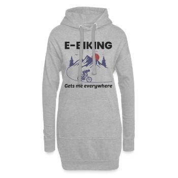E-Bike Vélo électrique Vélo Cyclisme Biker VTT - Sweat-shirt à capuche long Femme - gris chiné - Devant
