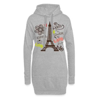 Eiffelturm Liebe Paris Fahrrad Herz Pariser - Hoodie-Kleid - Grau meliert - Vorne