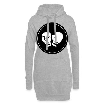 Symbole des gants de boxe - Sweat-shirt à capuche long Femme - gris chiné - Devant