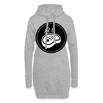 Cercle d’icônes de steak - Sweat-shirt à capuche long Femme - gris chiné - Devant