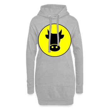 Kuh Kopf - Hoodie-Kleid - Grau meliert - Vorne