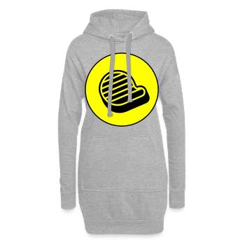 Symbole du steak de viande - Sweat-shirt à capuche long Femme - gris chiné - Devant