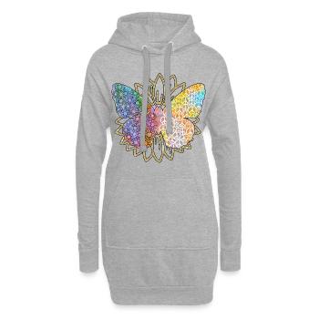 Hippie Frieden Peace 60`s 70`s Liebe T-Shirt - Hoodie-Kleid - Grau meliert - Vorne