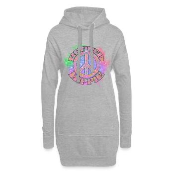 Hippie Peace Peace 60's 70's Love T-Shirt - Sweat-shirt à capuche long Femme - gris chiné - Devant