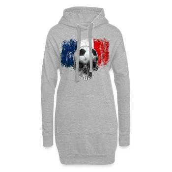 France Football Fan - Sweat-shirt à capuche long Femme - gris chiné - Devant