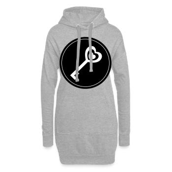 Cercle de mariage cœur clé - Sweat-shirt à capuche long Femme - gris chiné - Devant
