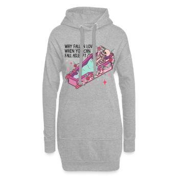Anti Saint-Valentin Coeur Amour Cadeau Idée Horreur - Sweat-shirt à capuche long Femme - gris chiné - Devant