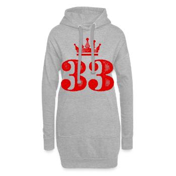 33 Zahl Krone - Hoodie-Kleid - Grau meliert - Vorne