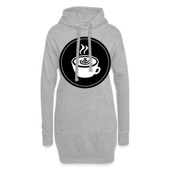 Logo du café - Sweat-shirt à capuche long Femme - gris chiné - Devant