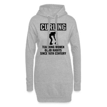 Curling Sweeping Fan Winter Ice Sport Curler Drôle - Sweat-shirt à capuche long Femme - gris chiné - Devant