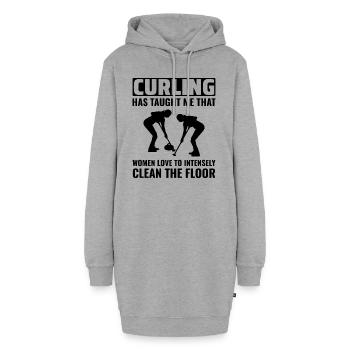 Curling Sweeping Fan Winter Ice Sport Curler Drôle - Sweat-shirt à capuche long Femme - gris chiné - Devant