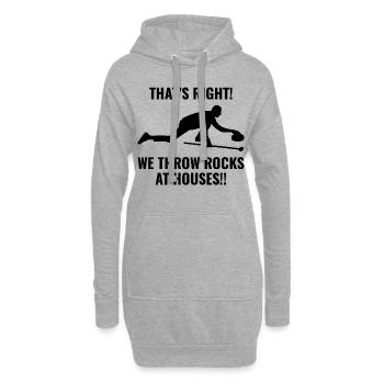 Curling Sweeping Fan Winter Ice Sport Curler Drôle - Sweat-shirt à capuche long Femme - gris chiné - Devant