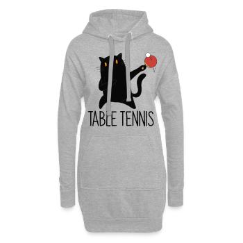 Table Tennis Katze Pingpong Black Cat Outfit - Sweat-shirt à capuche long Femme - gris chiné - Devant