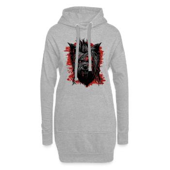 Horreur Yorkshire Terrier - Sweat-shirt à capuche long Femme - gris chiné - Devant