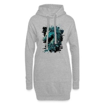Crinchy Seepferdchen - Hoodie-Kleid - Grau meliert - Vorne