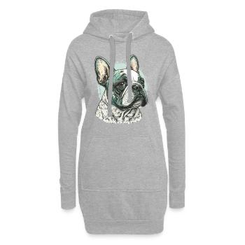 Bouledogue français - Sweat-shirt à capuche long Femme - gris chiné - Devant