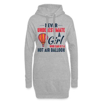Heißluftballonfahrt Hopper Ballonfahrt Ballonfahrer - Hoodie-Kleid - Grau meliert - Vorne