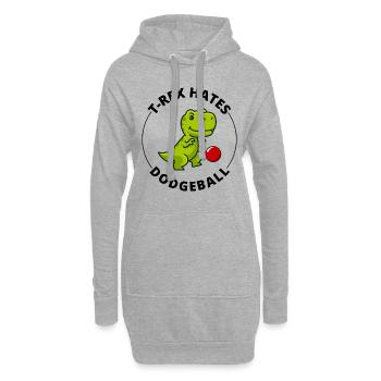 Dodgeball T-rex dinosaure t rex Dino tyrannosaurus - Sweat-shirt à capuche long Femme - gris chiné - Devant
